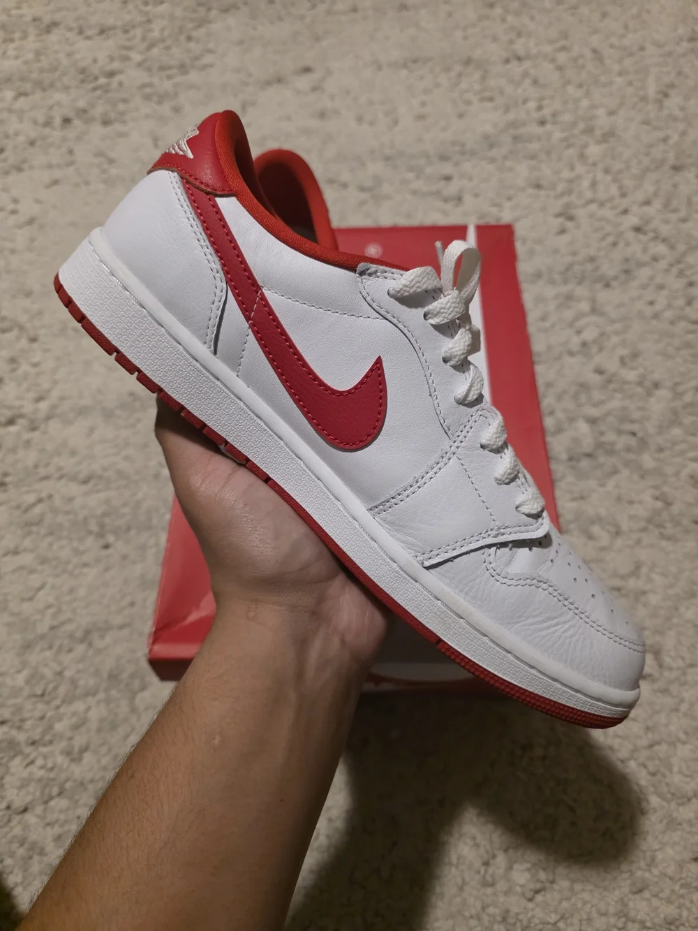 Jordan Men’s White and Red Low-Top Sneakers